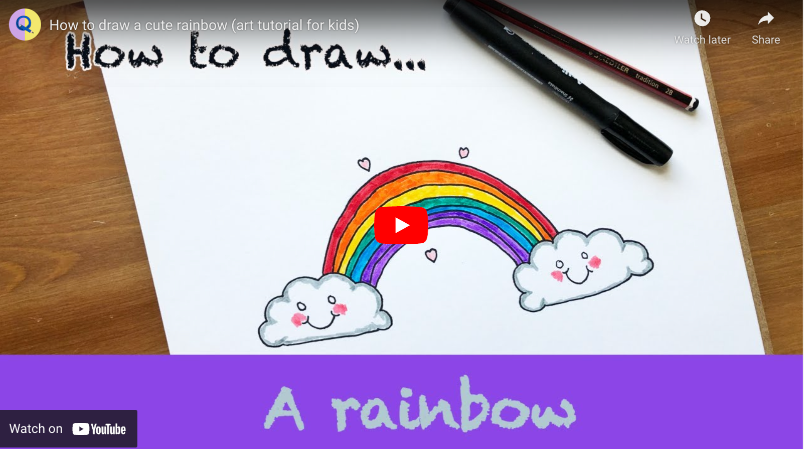 Easy How to Draw a Rainbow Tutorial Video & Rainbow Coloring Page