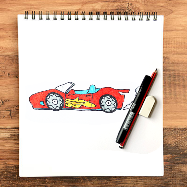 How To Draw a Cartoon Race Car l 10-Minute Video Drawing Tutorial –  Quickdraw