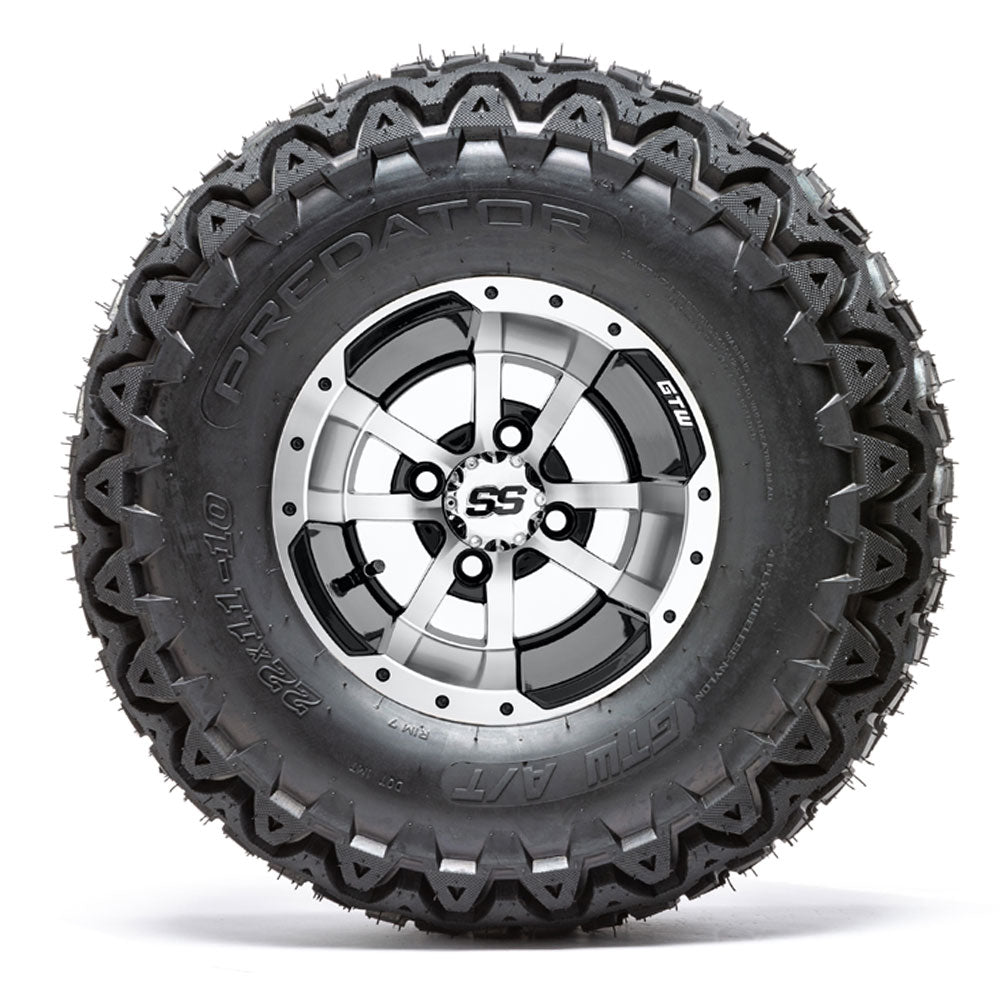 10” GTW Storm Trooper Black and Machined Wheels with 22” Predator A/T Tires – Set of 4 PN# A19-321