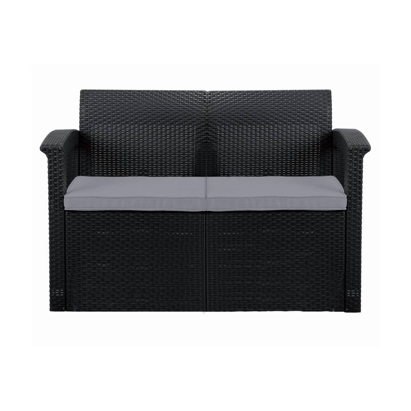 black rattan sofa grey cushions