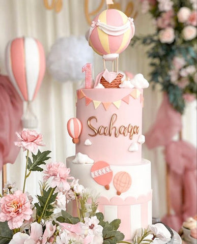 Whimsical Hot Air Balloon Baby Shower Cake