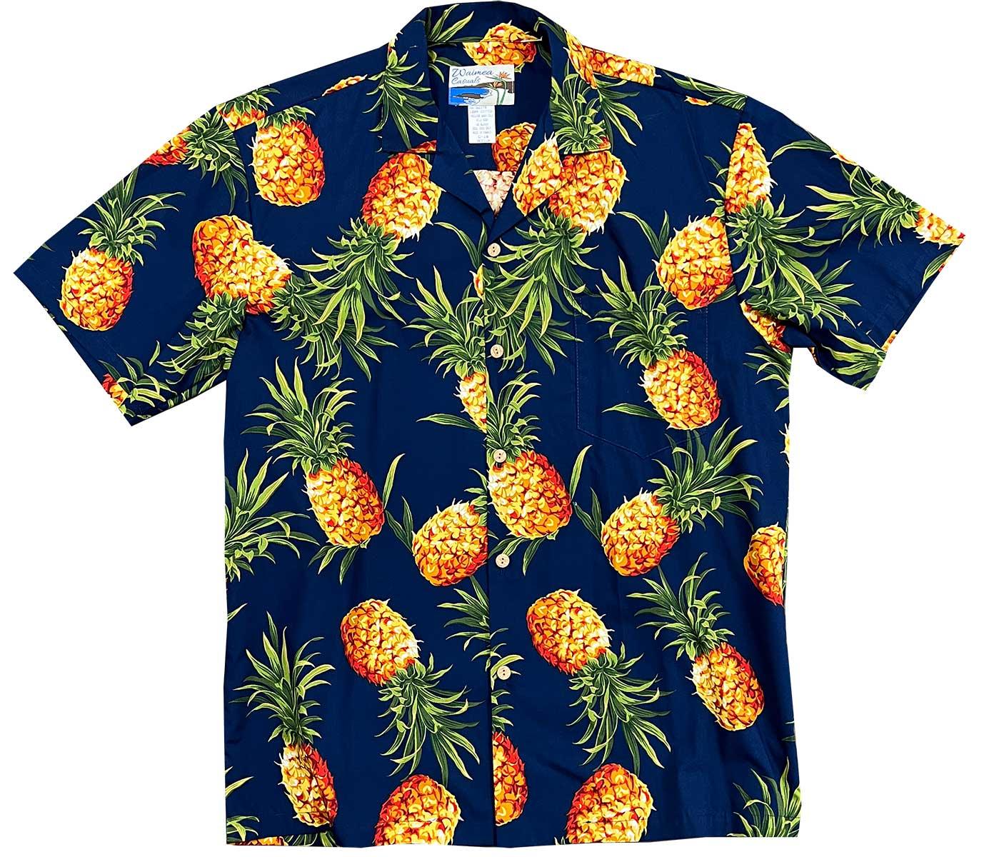 Waimea Casuals Maui Gold Navy | Aloha Shirt Shop