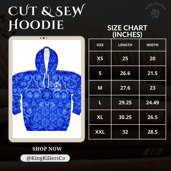 blue swirl tie dye cut and sew hoodie size chart - King Killers