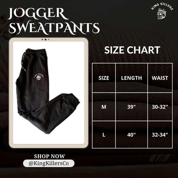 King killers jogger sweatpants size chart