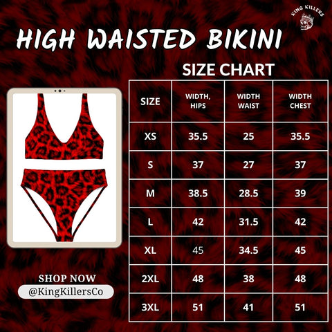 womens high waisted bikini swimsuit size guide - king killers apparel