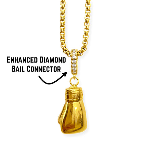 Golden Glove Necklace Features A Diamond Bail Connector - King Killers Apparel