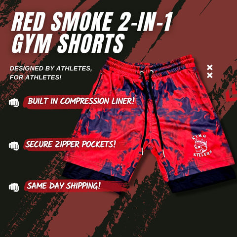 Benefits of wearing red smoke 2 in 1 gym shorts from King Killers Apparel
