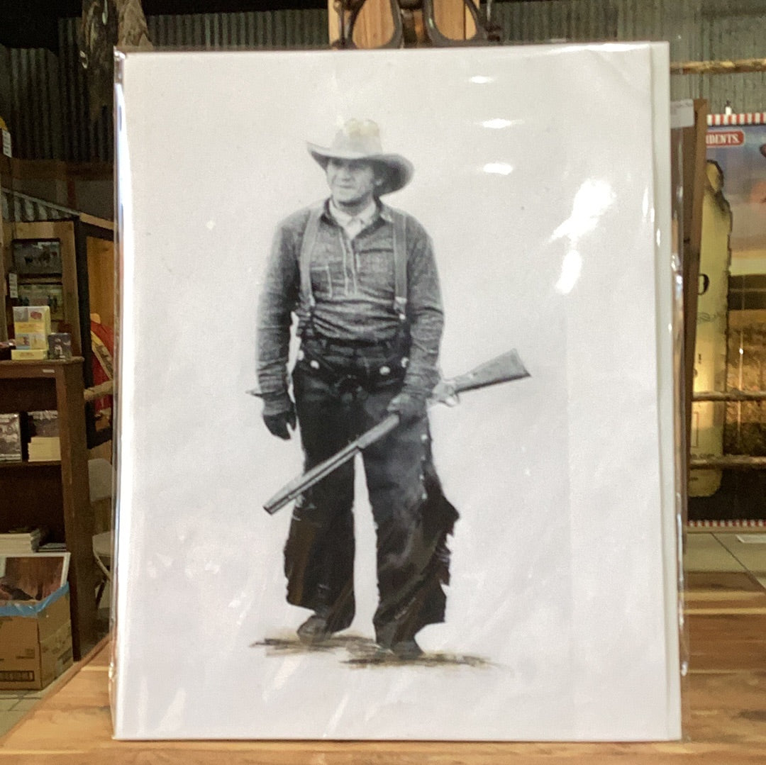 Steve McQueen with Rifle Black and White by Roe – Ben Johnson Cowboy Museum