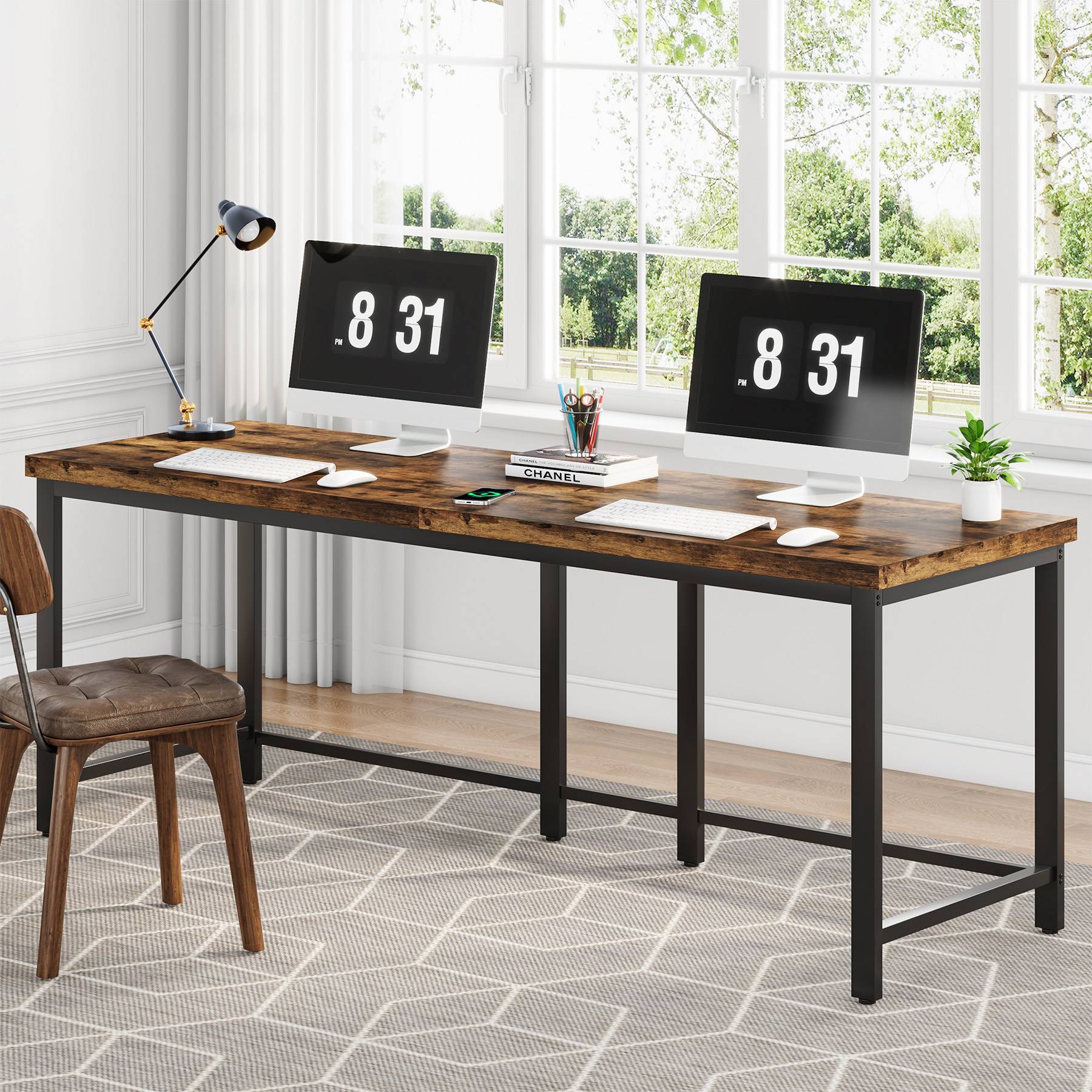 Double Computer Desk, 78.7 Inch Two-Person Study Table - Tribesigns product image