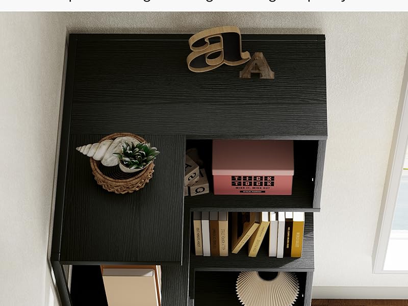 Tribesigns 6-Tier Corner Bookshelf Unit，Metal Frame for Living Room Home Office