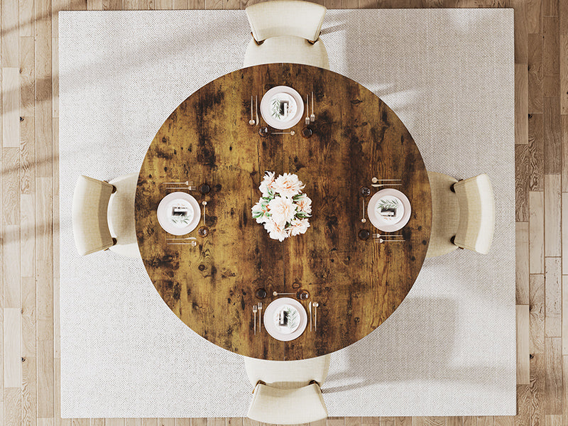 Round Dining Table for 4 People, 47" Kitchen Table with Metal Base
