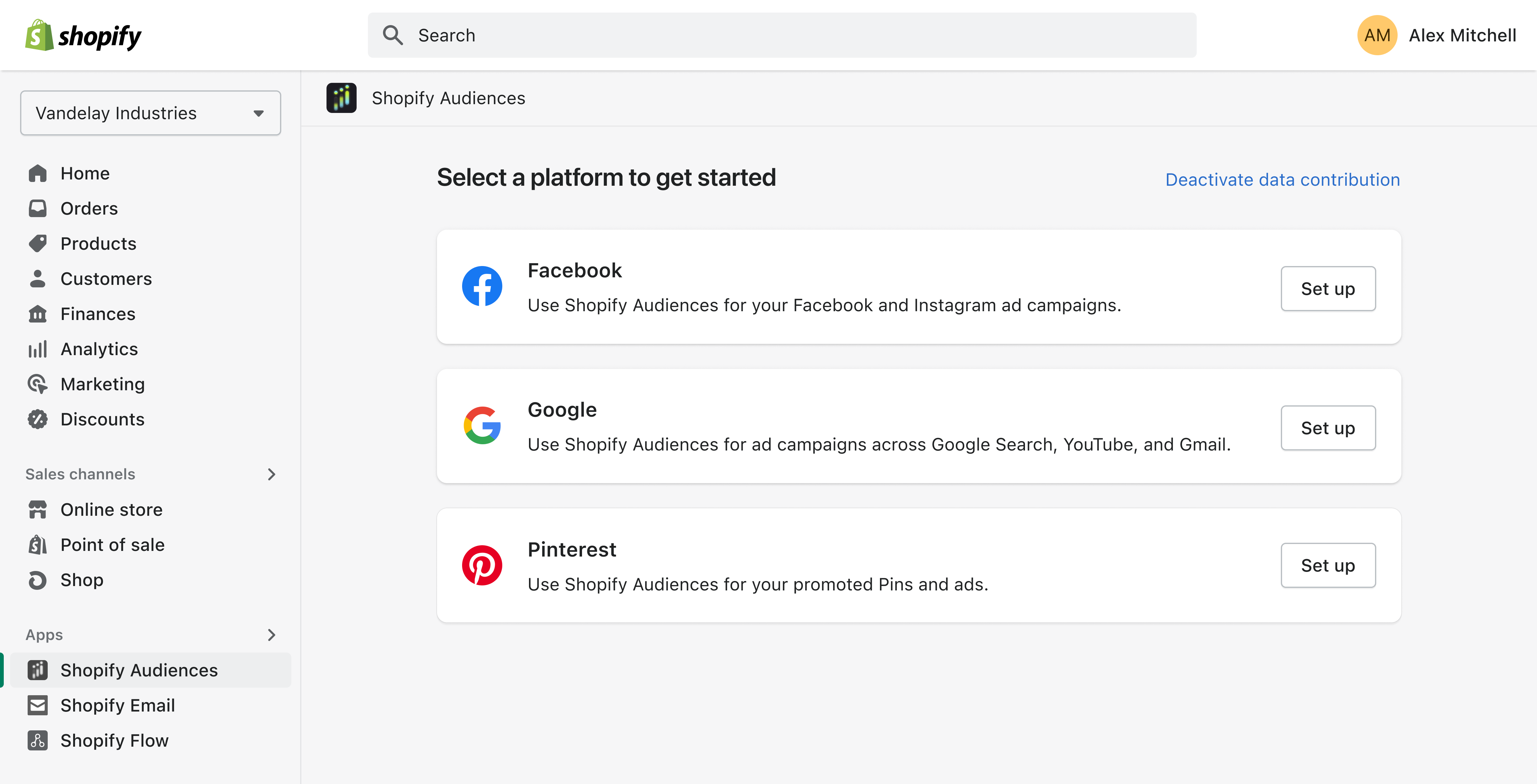 shopify audiences connect ad account