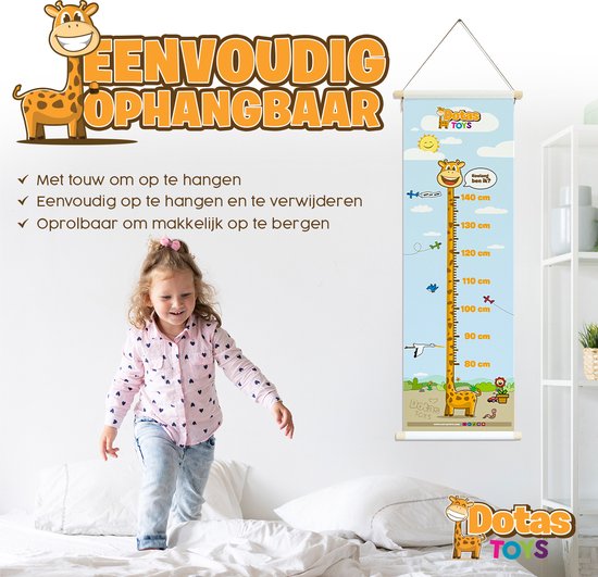 Grondwet infrastructuur Premedicatie Dotastoys Groeimeter - Lengtemeter Kinderen - Meetlat - Poster Kinderk –  Toys 'n Living