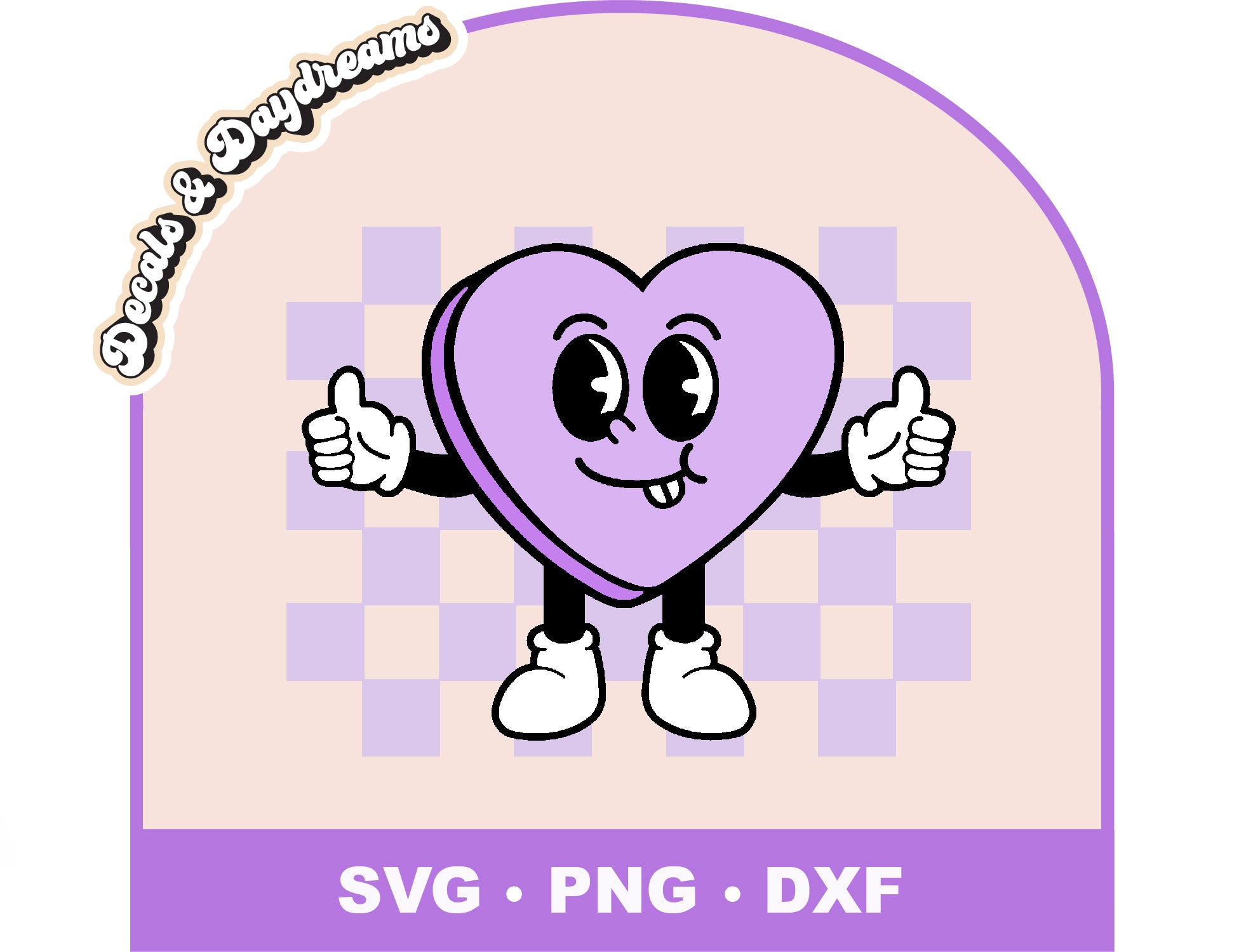 Retro Checkered Heart Decal