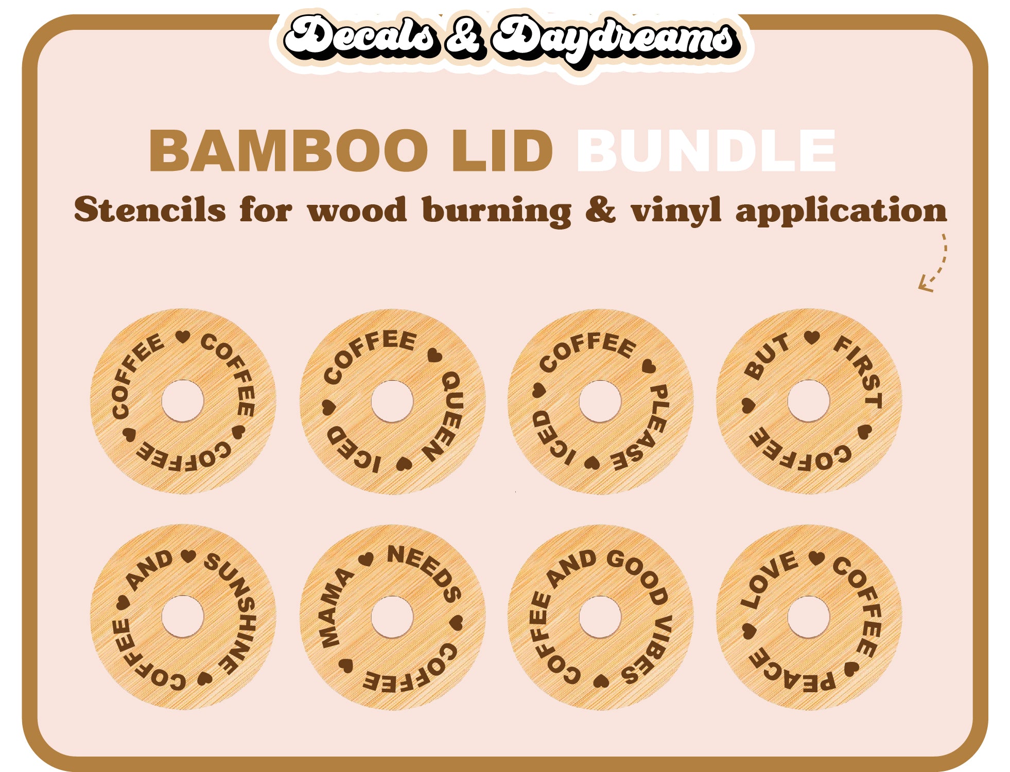 COFFEE HEARTS BUNDLE Bamboo Lid Decal