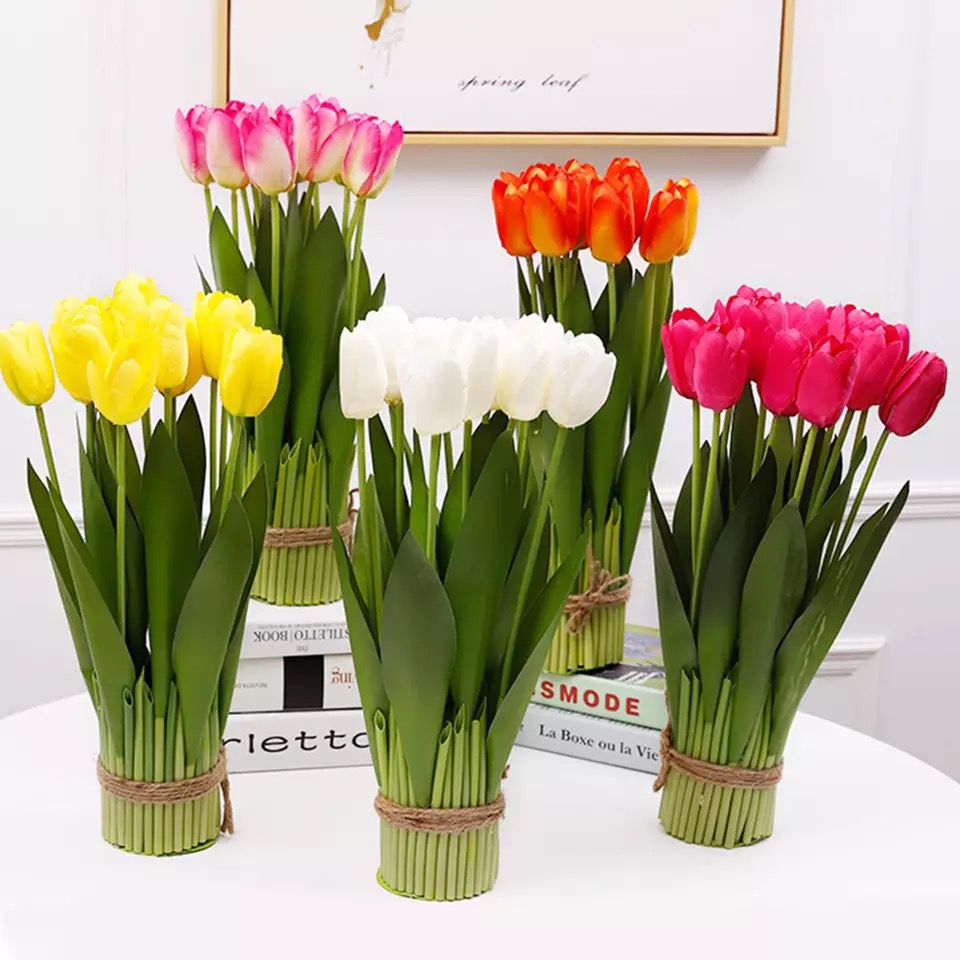 Tulipanes artificiales tacto real decoración 38cm – Chinatown ??