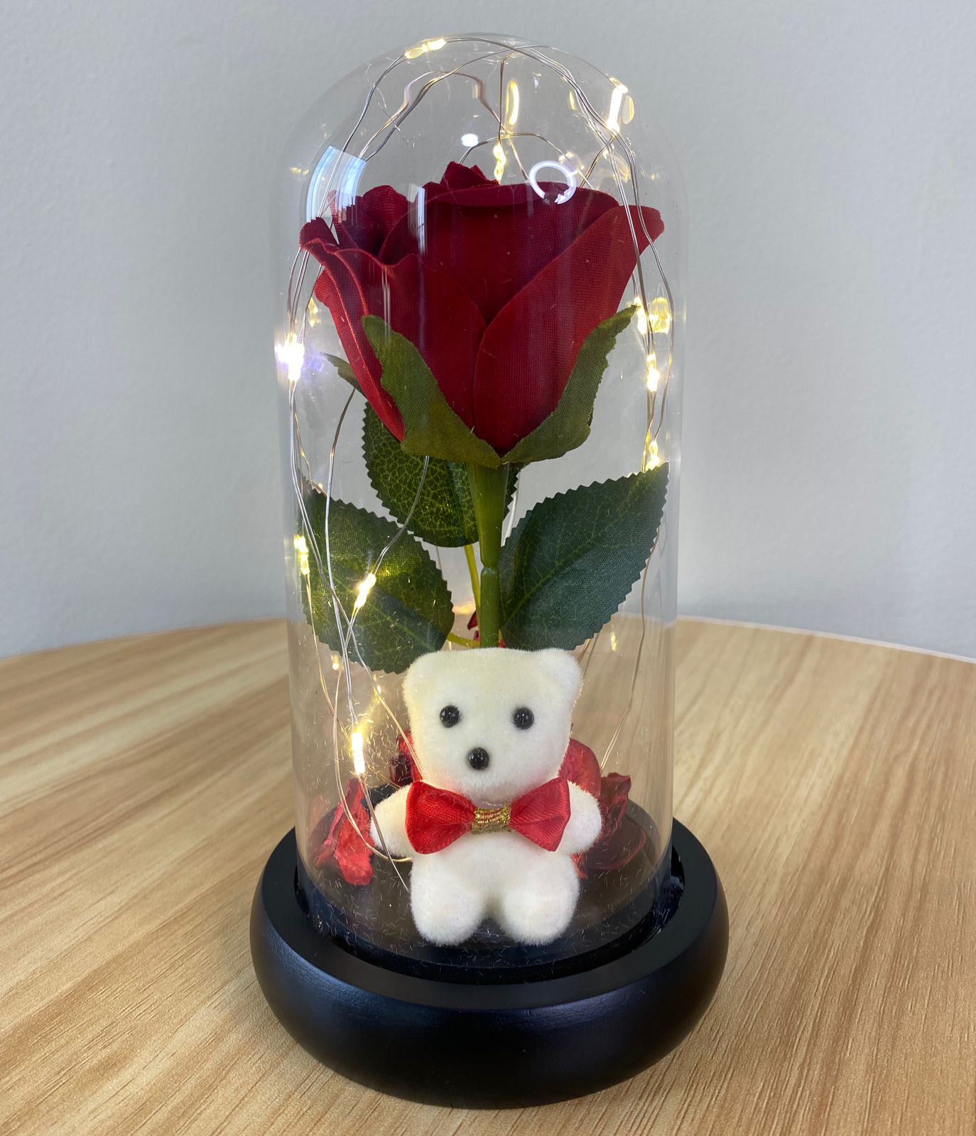 Rosa eterna cúpula de cristal con luz LED 19cm – Chinatown ??