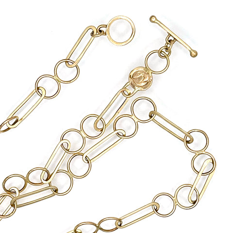 large trombone paperclip chain in 14K solid gold
