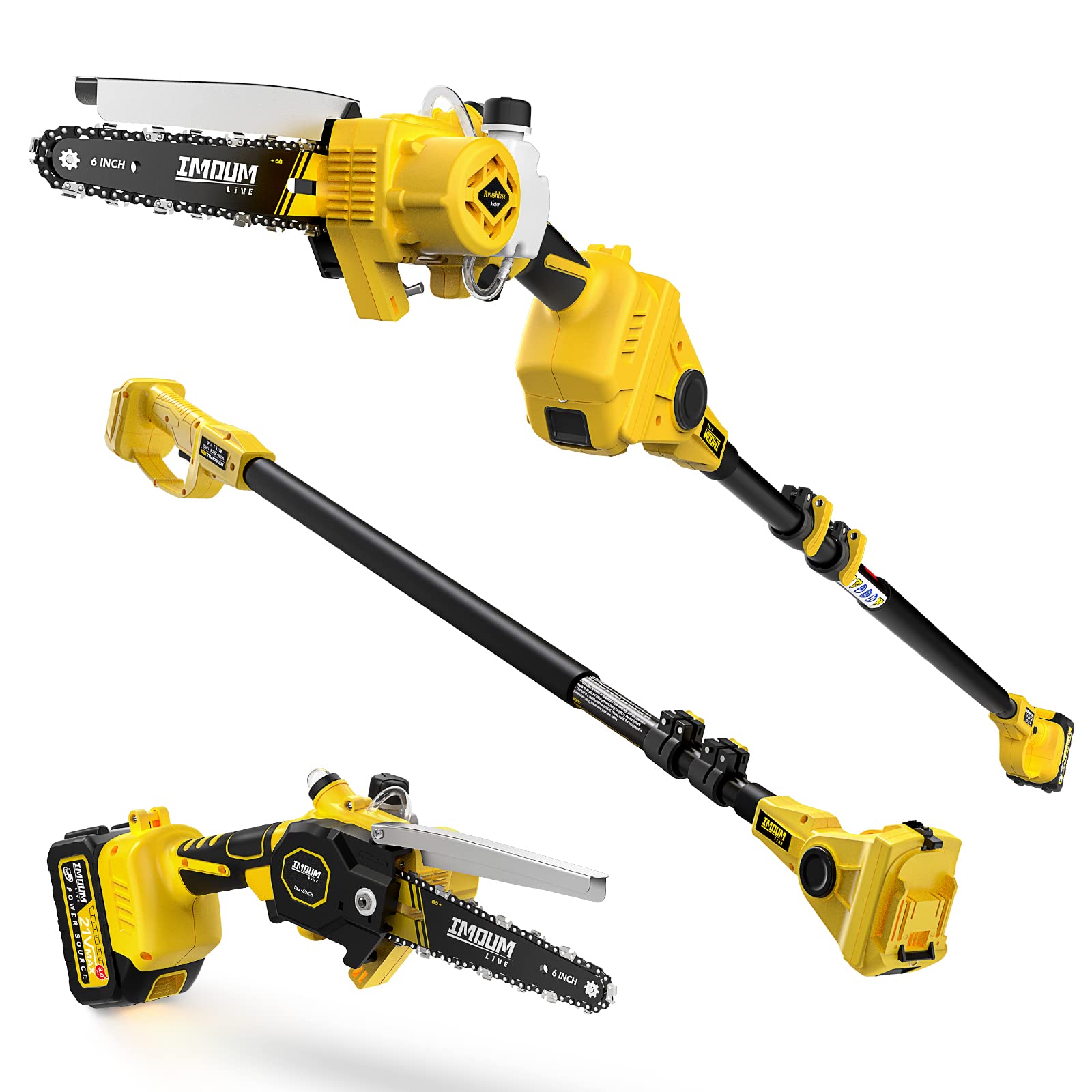 2in1 Brushless Pole Saw & 6 Inch Mini Chainsaw Imoum