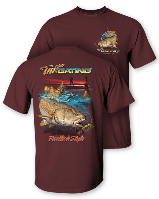 Redfish TailGating Full Front Design Short Sleeve T-Shirt