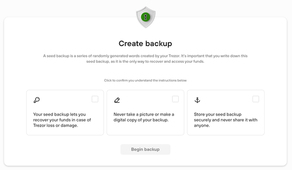 Trezor Model T Setup Guide - Seed Backup