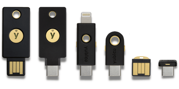 YubiKey 5 Series Family of Security keys side-by-side