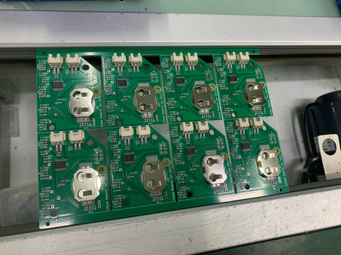 Circuit boards hot off the SMT.