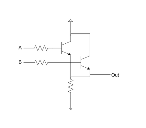 OR gate schematic using transistors.