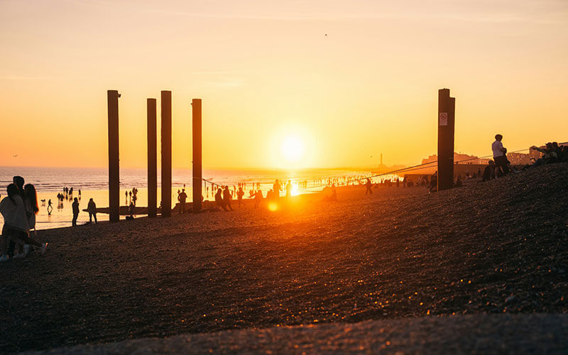 A summer sunset in Brighton in the South of England.
