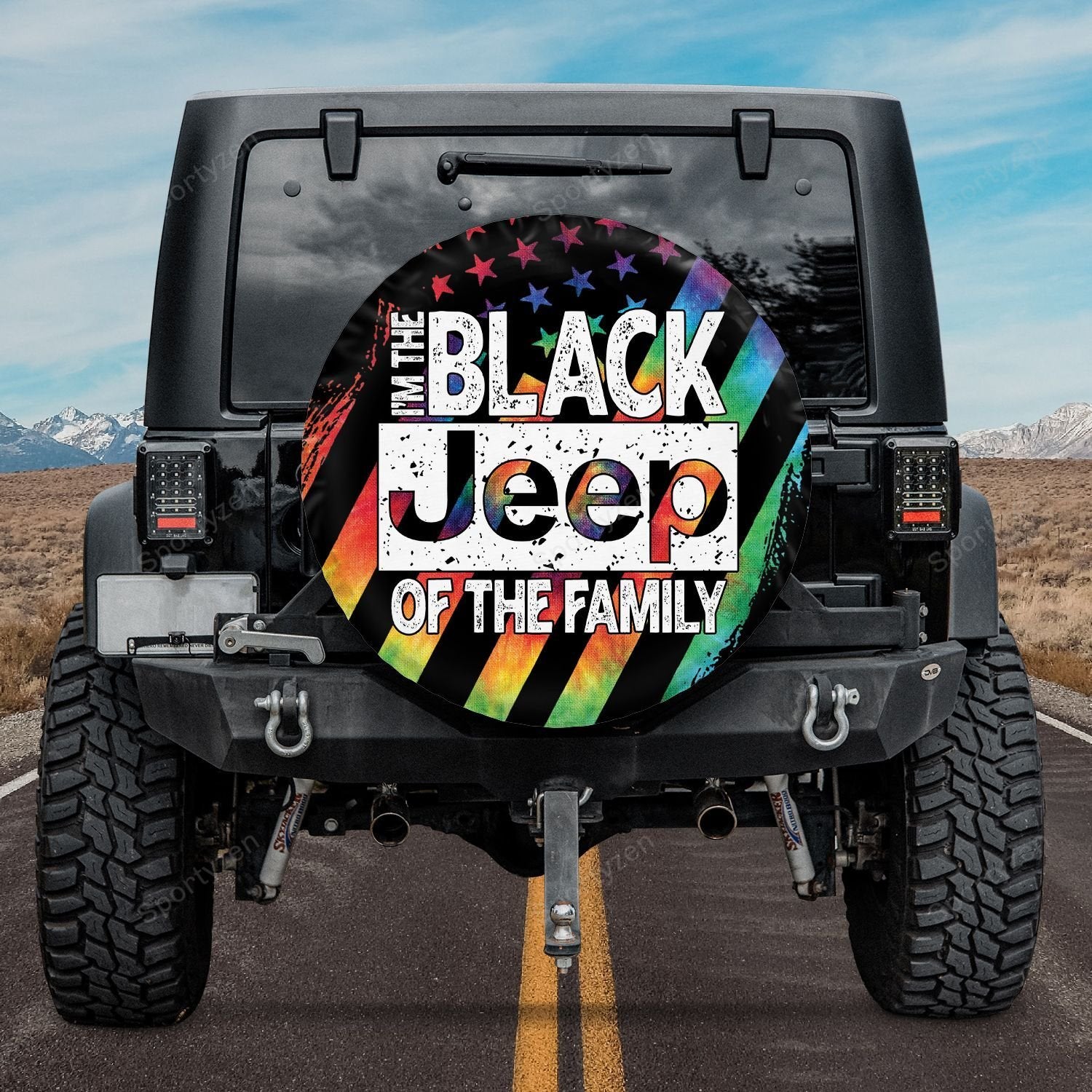 Jeep Spare Tire Cover - I'm The Black Jeep Of The Family Tie Dye Flag – Aljaira.com