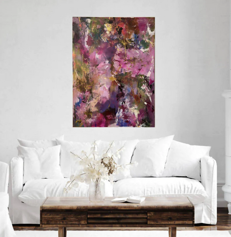 Bold Abstract Painting With Pinks, Purples, and Greens By Sheral Sly