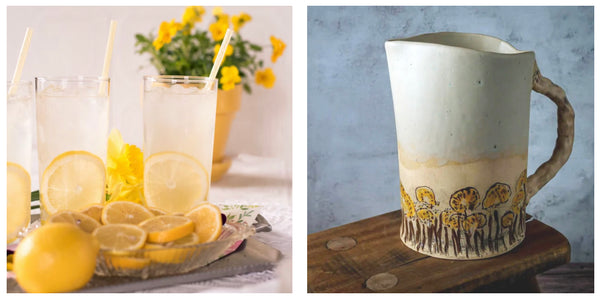Fresh Summer Lemonade with artisan pitcher