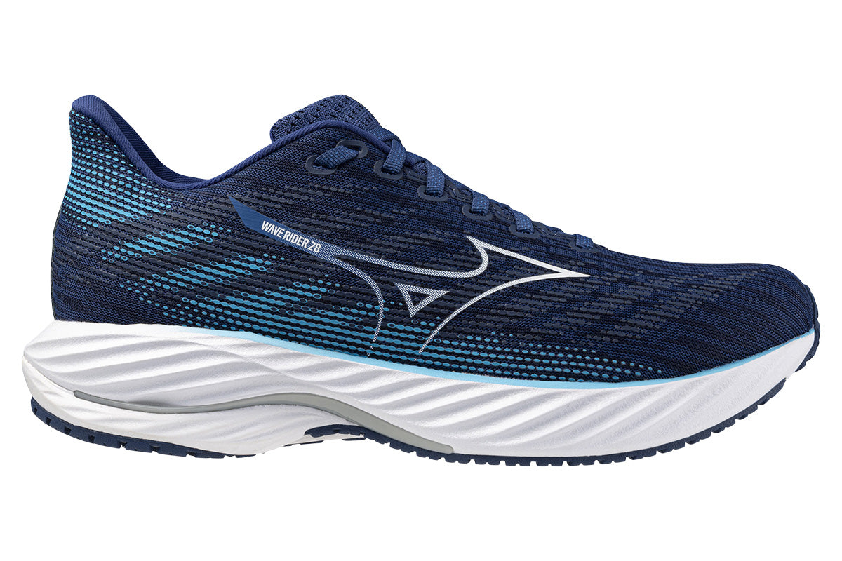 Mizuno Wave Rider 28 D White/Estate Blue/Mugen Blue Mens