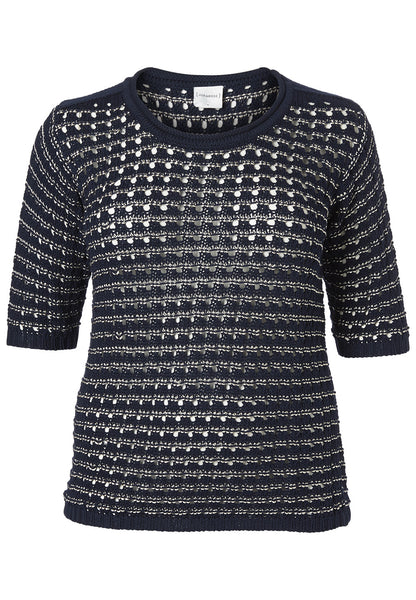 Navy and Silver Knitted Pullover – Twelve North