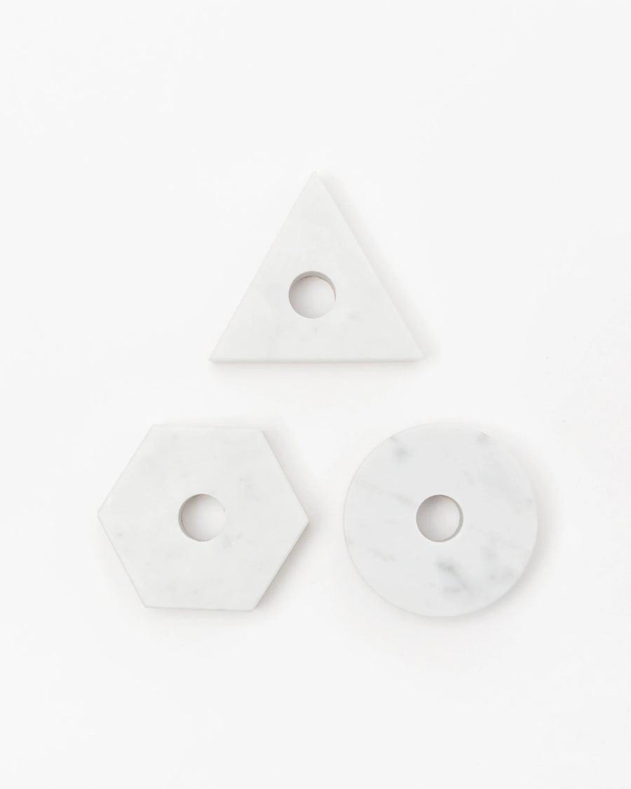 MARBLE CANDLE HOLDER - CARRARA