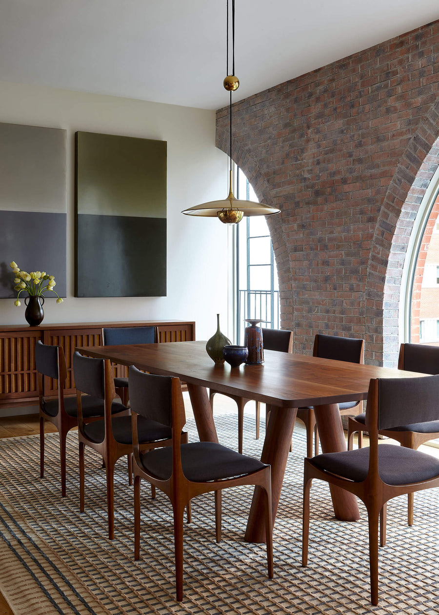 Column Dining Table Angled Leg in Walnut