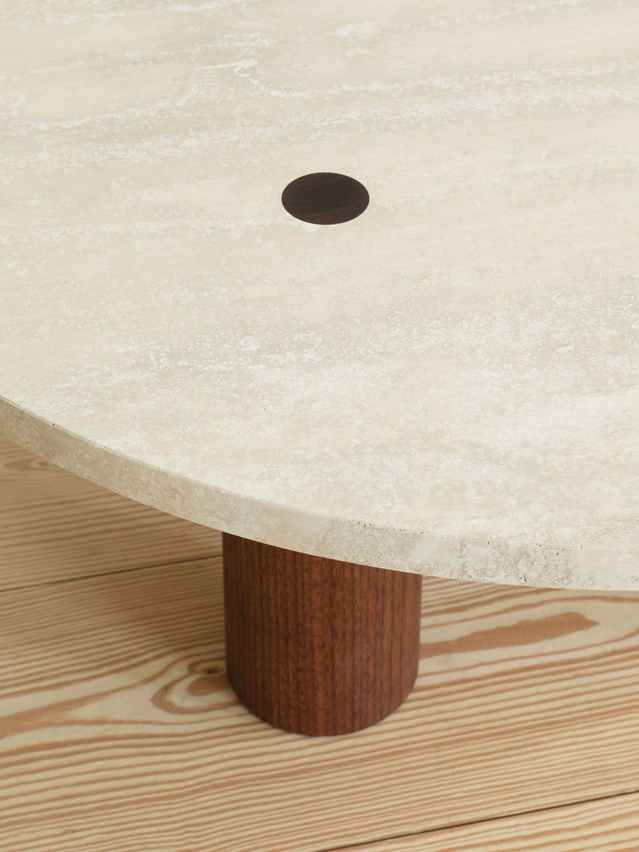 TRAVERTINE STONE COLUMN COFFEE TABLE_In Stock