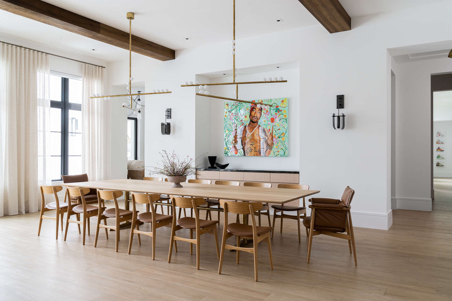 Pillar Dining Table with White Oak Top