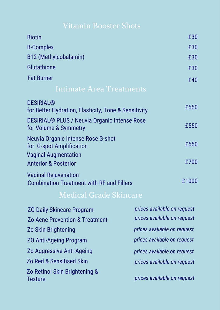 Lovs Skin And Hair Aesthetics Clinic Sevenoaks Kent Price List