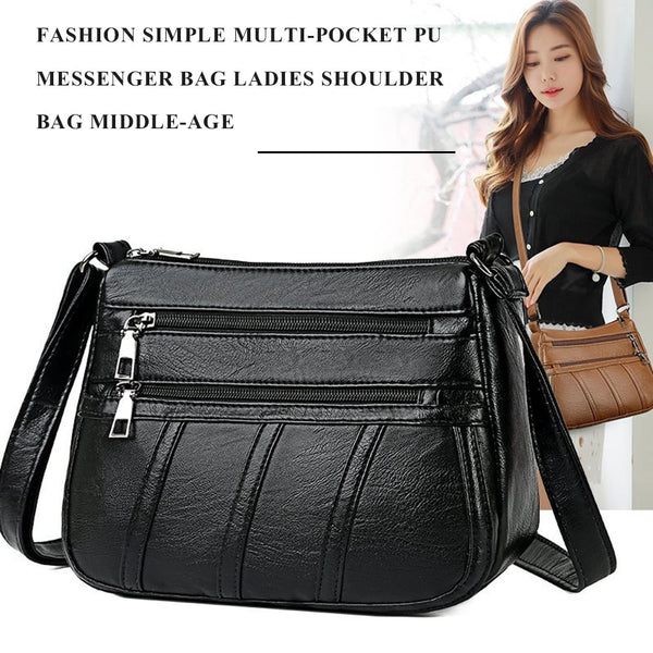 Cyflymder Women Leather Shoulder Bag Multi-pocket Mother Female Zipper ...