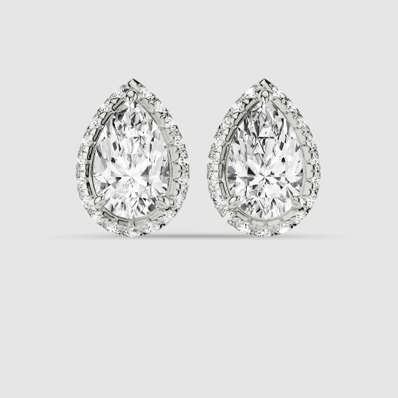 Donut Halo Lab Grown Diamond Studs - Pear