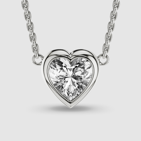 Bezel-Set Solitaire Lab Grown Diamond Pendant - Heart