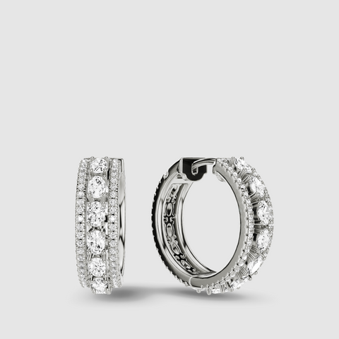 lab grown diamond hoop earrings - oval