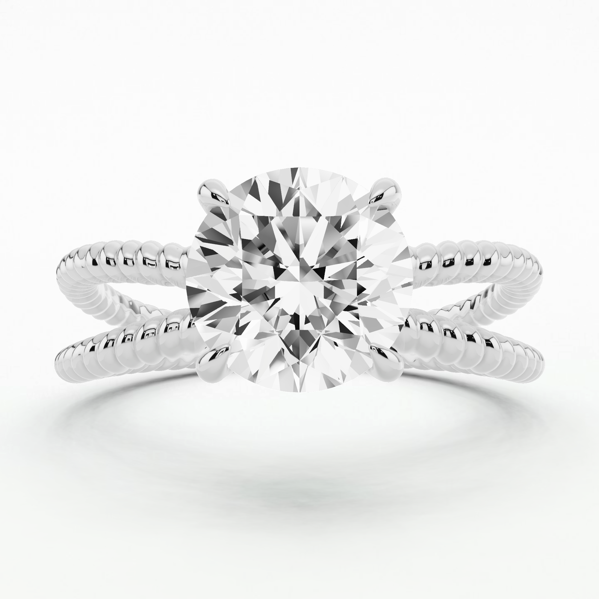Split Shank Rope Solitaire Ring-Round
