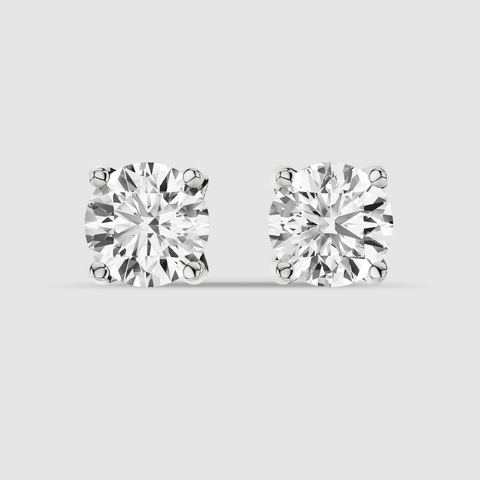 Four-Prong Solitaire Lab Grown Diamond Studs - Round