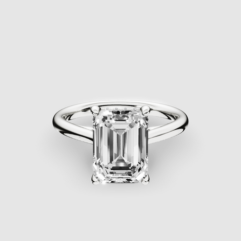 Lab Grown Diamond Solitaire Ring - Emerald Cut