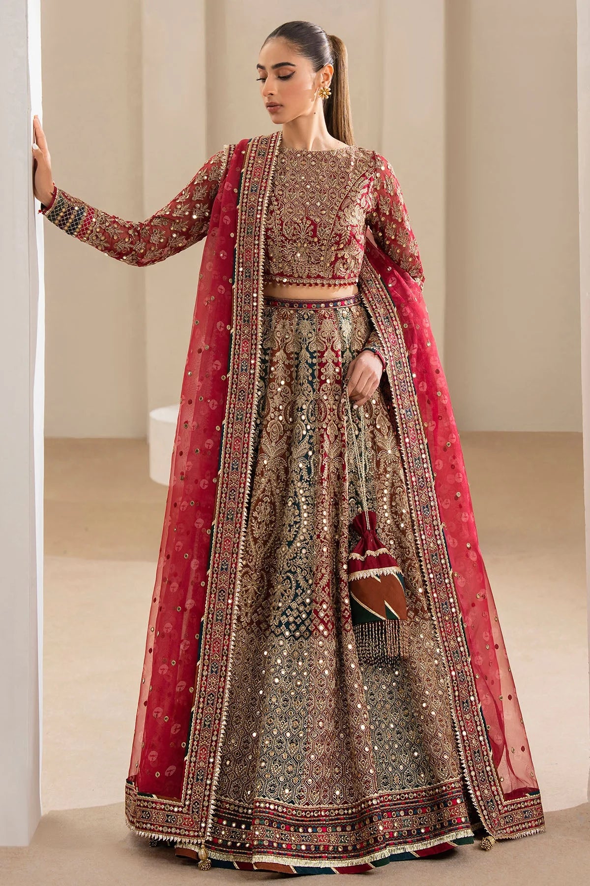 Embroidered Chiffon Lehenga Set