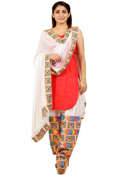 Phulkari Chiffon Silk Dupatta - Chiffon Silk / Red / Large | Phulkari  dupatta, Phulkari suit, Salwar suits