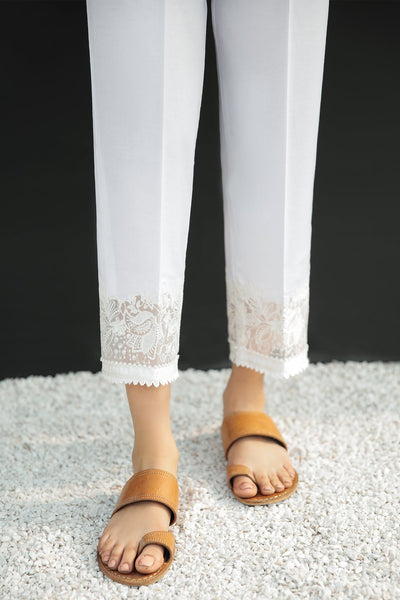 Pearl White Pants Cotton Raw Silk Pants Boot Cut Pants for Women, Organza  and Embroidered Lace Embellished With Pearls 