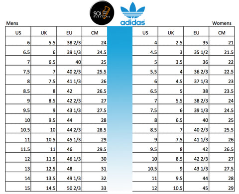 Adidas Shoes Size Chart Mens and Womens